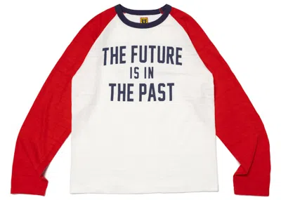 Pre-owned Human Made Men's  Raglan Long Sleeve T-shirt In White Red