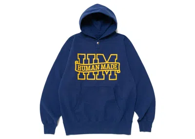 Pre-owned Human Made Men's  Snap Hoodie In Navy Blue