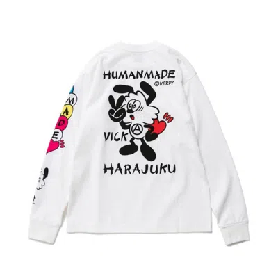 Pre-owned Human Made Men's  X Verdy Vick Long Sleeve T-shirt In White