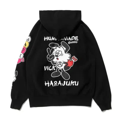 Pre-owned Human Made Men's  X Verdy Vick Pizza Hoodie In Black