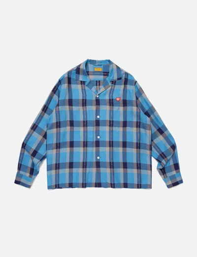 Human Made Open Collar Check Shirt In Blue