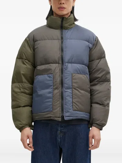 Human Made Panelled Puffer Jacket In Green