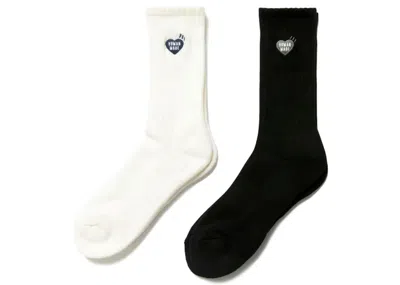Pre-owned Human Made Pile Socks (set Of 2) In Black White