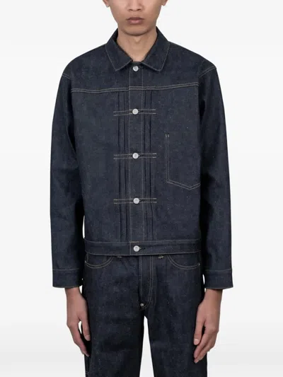 Human Made Pleated Denim Jacket In Blue