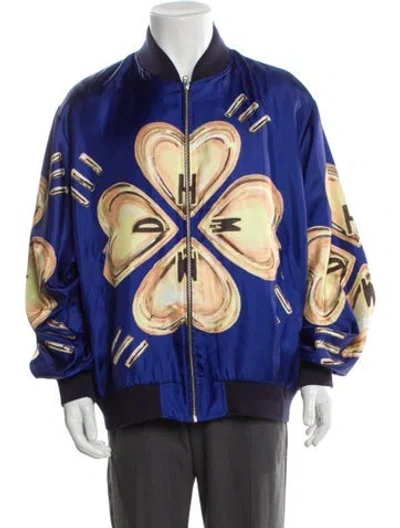 Pre-owned Human Made Printed Bomber Jacket In Blue