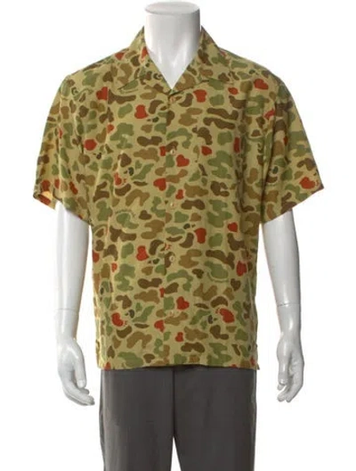 Pre-owned Human Made Printed Short Sleeve Shirt In Green