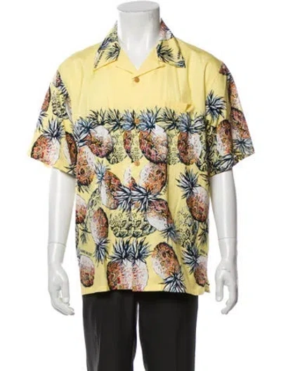 Pre-owned Human Made Printed Short Sleeve Shirt In Yellow