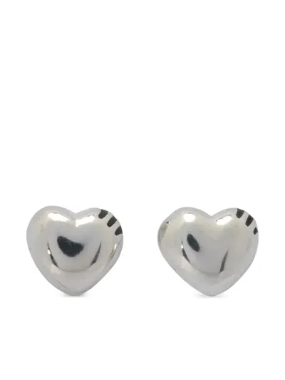 Human Made Silver Heart-shaped Earrings In Metallic