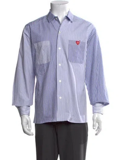 Pre-owned Human Made Striped Long Sleeve Shirt In Blue/white
