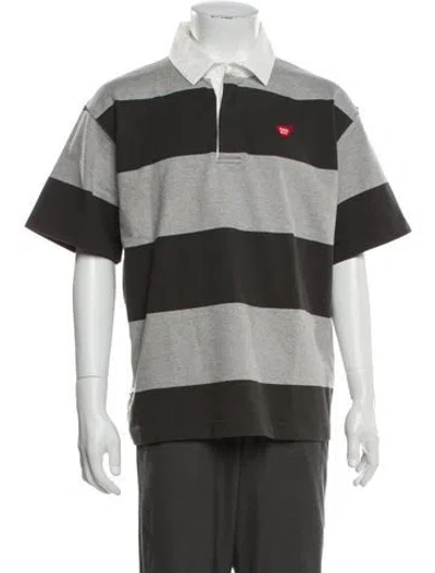 Pre-owned Human Made Striped Short Sleeve Shirt In Grey