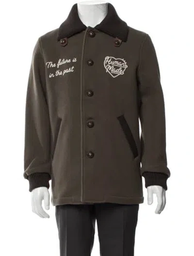 Pre-owned Human Made Wool Graphic Print Varsity Jacket W/ Tags In Multi