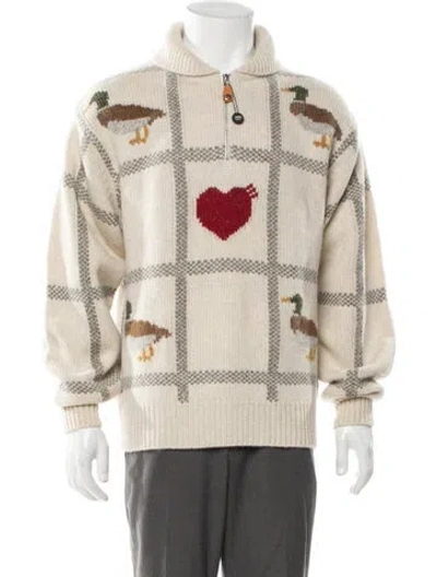 Pre-owned Human Made Wool Printed Cardigan In Neutral