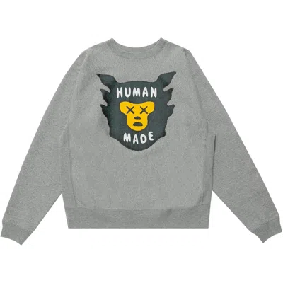 Pre-owned Human Made X Kaws Crewneck 'grey' | Men's Size Xxl In Gray