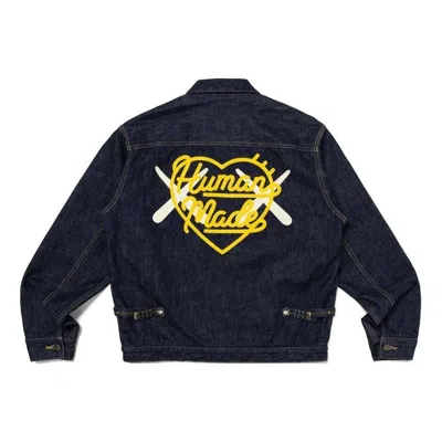 Human Made X Kaws Made Denim Work Jacket 'navy' In Black