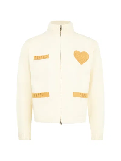 Human Made Zip-up Heart-patch Cardigan In White