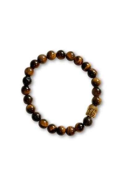 Humanist Beauty Buddha Crystal Beaded Bracelet In Brown