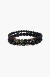 Humanist Beauty Crystal Lava Beaded Bracelet Set