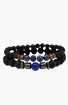 Humanist Beauty Crystal Lava Beaded Bracelet Set