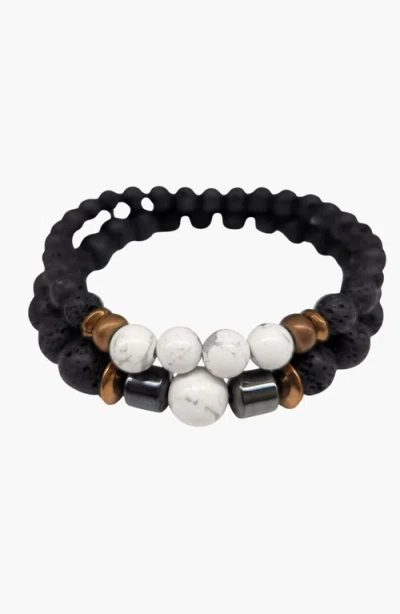 Humanist Beauty Crystal Lava Beaded Bracelet Set