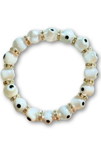 Humanist Beauty Evil Eye Beaded Bracelet In White