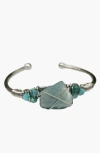 Humanist Beauty Gemstone Wire-wrapped Bracelet In Amazonite/white Gold