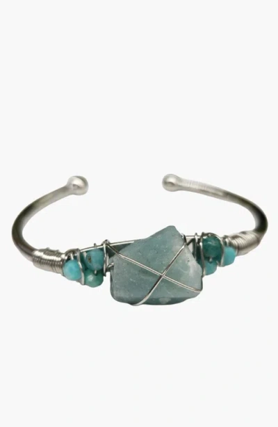 Humanist Beauty Gemstone Wire-wrapped Bracelet In Amazonite/white Gold