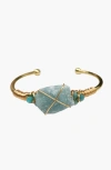 Humanist Beauty Gemstone Wire-wrapped Bracelet In Amazonite/yellow Gold