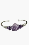 Humanist Beauty Gemstone Wire-wrapped Bracelet In Amethyst/white Gold