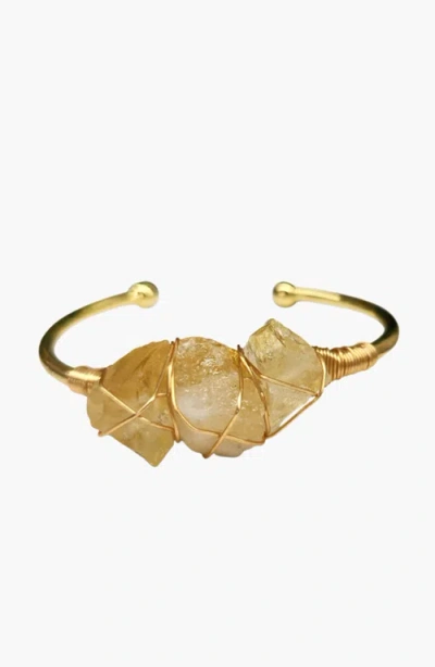 Humanist Beauty Gemstone Wire-wrapped Bracelet In Citrine/yellow Gold