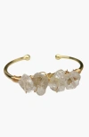 Humanist Beauty Gemstone Wire-wrapped Bracelet In Clear Quartz/yellow Gold