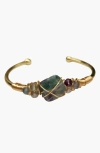 Humanist Beauty Gemstone Wire-wrapped Bracelet In Gold