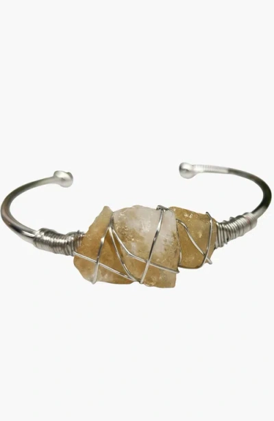 Humanist Beauty Gemstone Wire Wrapped Bracelet In Gold