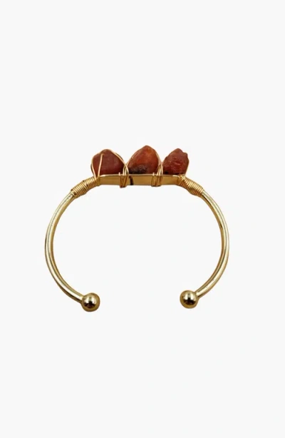 Humanist Beauty Gemstone Wire-wrapped Bracelet In Brown