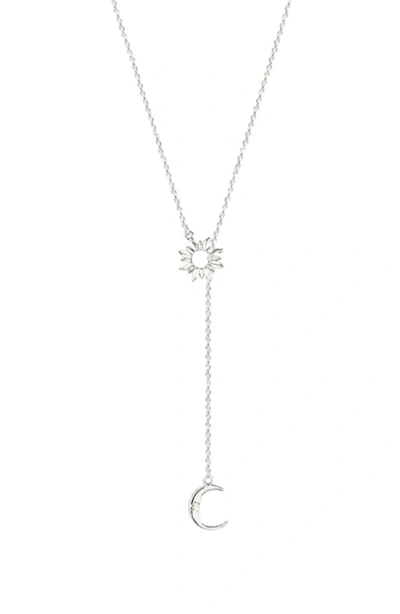 Humanist Beauty Sun And Moon Lariat Necklace In Silver