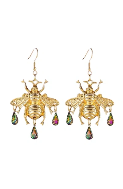 Humanist Beauty Vintage Cicada Gem Earrings In Gold