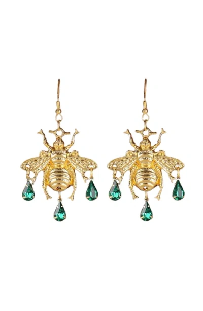 Humanist Beauty Vintage Cicada Gem Earrings In Gold