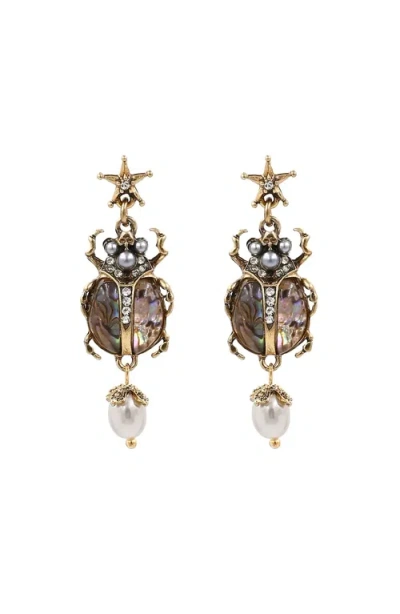 Humanist Beauty Vintage Scarab Pearl Earrings In Neutral
