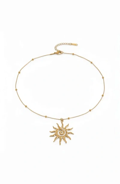 Humanist Beauty Vortex Sun Pendant Necklace In Gold