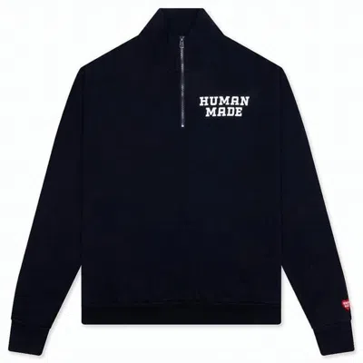 Humanmade Half-zip Black Cotton Sweatshirt With Graphic Motifs