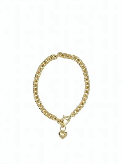 Humanmade Polished Silver Chain Bracelet With Heart Charm In Gold