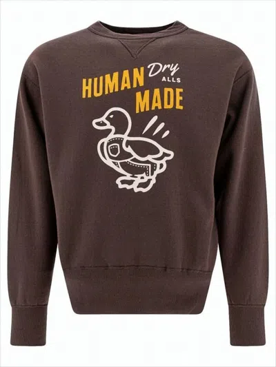 Humanmade Relaxed Fit Graphic Print Long-sleeve Sweatshirt In Brown