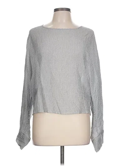 Pre-owned Humanoid Long Sleeve Top Silver Metallic Pattern Boatneck Tops