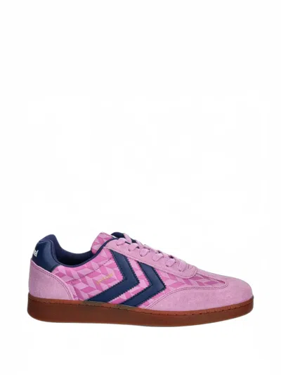 Hummel Geometric-print Panelled Sneakers In Pink