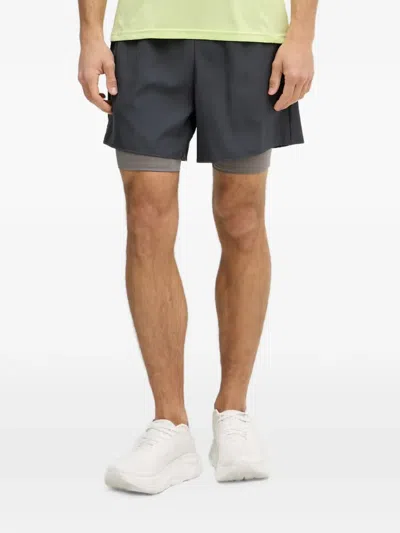 Hummel Hmlhiit Intensity Layered-design Logo-print Track Shorts In Gray