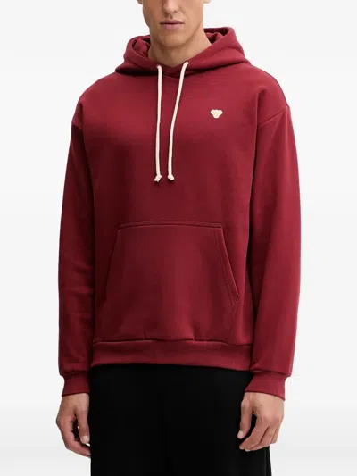 Hummel Logo-patch Pouch-pocket Hoodie In Red