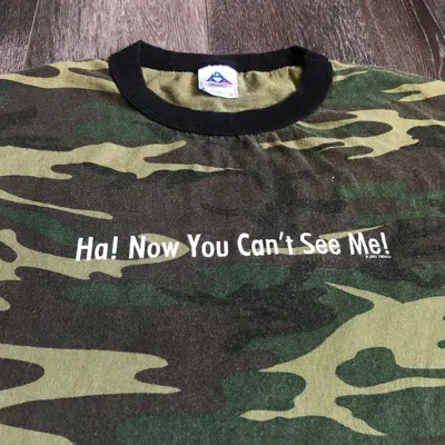 Pre-owned Humor X Vintage 2000s Ha Now You Can't See Me Camouflage Ringer Tee In Camouflage/black