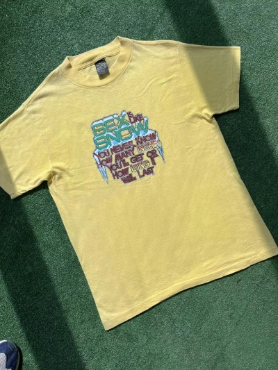 Pre-owned Humor X Vintage 90's “sex Is Like Snow” Humor T-shirt Japan Style In Yellow