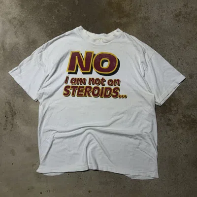 Pre-owned Humor X Vintage 90's Steroids Thrashed Faded White Tee Xl