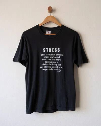 Pre-owned Humor X Vintage 90's Vintage Stress Definition Humor Single Stitch T Shirt In Black
