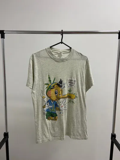 Pre-owned Humor X Vintage Pinocchio T Shirt Vintage I Dont Do Drugs Honest! Y2k In Grey